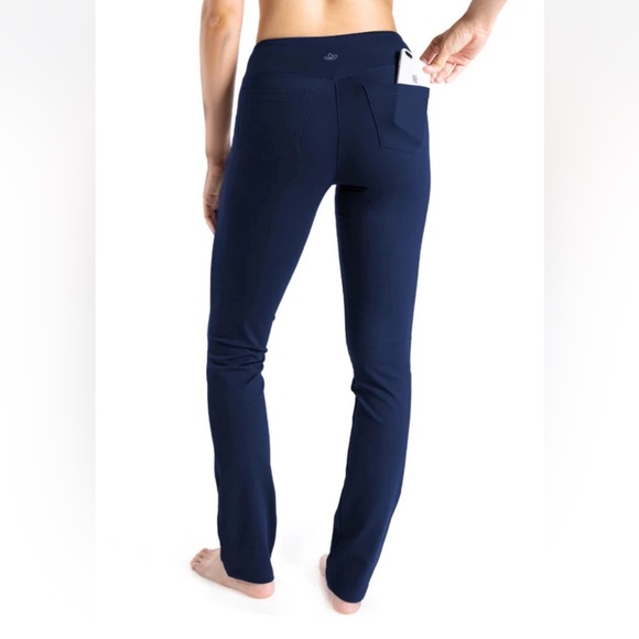 Yogipace Straight Leg Yoga Pants 5 Pockets Navy Blue Size M/29” - Picture 2 of 7